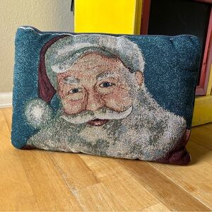Vintage Santa Claus Needlepoint Decorative Pillow